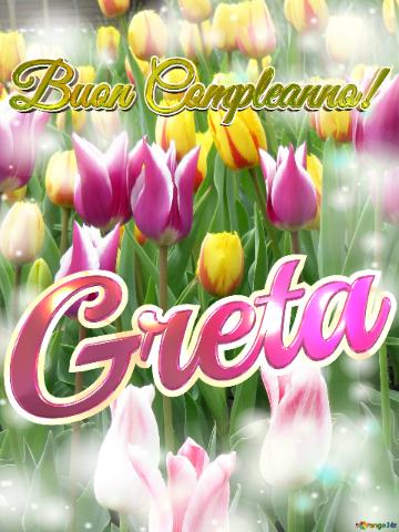 Buon Compleanno! Greta  Questi Tulipani Ti Portano La Bellezza Della Primavera E La Gioia Della...