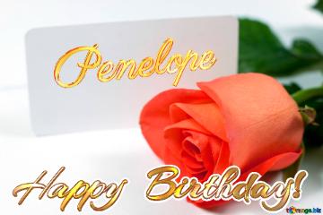 Happy  Birthday! Penelope  Rosa   Business Card . On  White  Background.