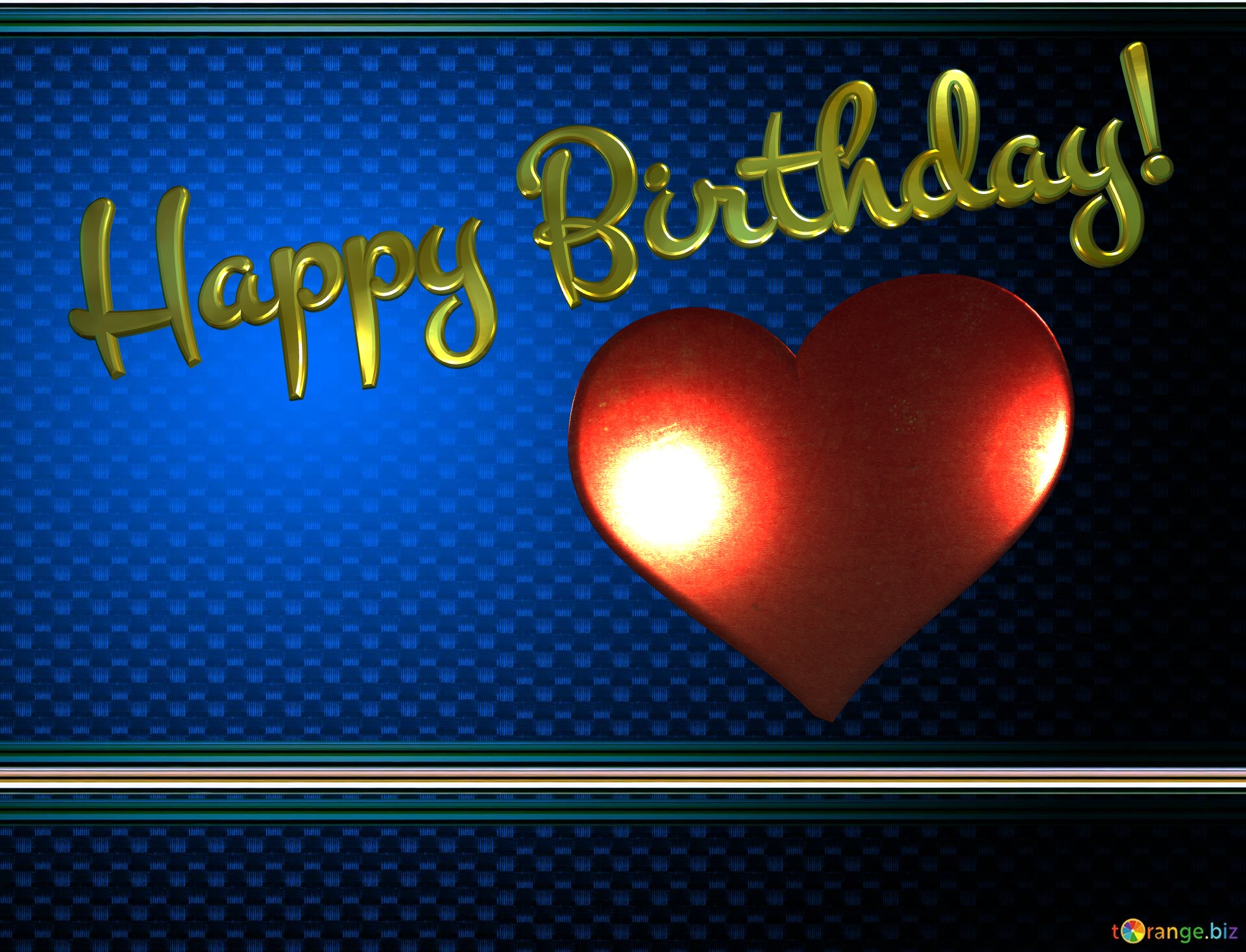 Tech Love Happy Birthday! Blue carbon gold frame №0