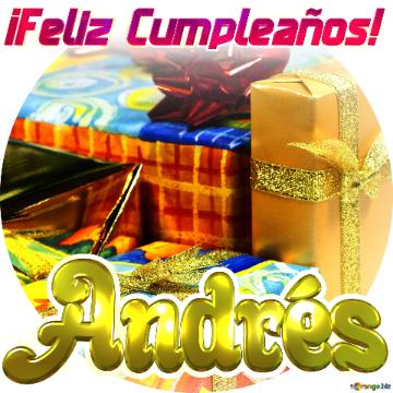¡feliz Cumpleaños! Andrés  Fondo Cajas De Regalo Cumpleaños