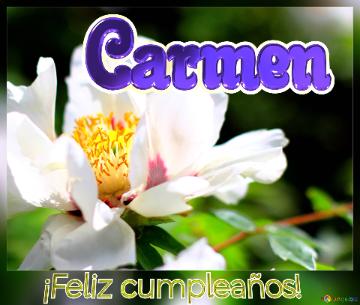 ¡feliz Cumpleaños! Carmen  Un Ramo De Felicidad: Regala Flores Con Este Fondo