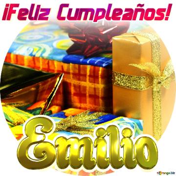 ¡feliz Cumpleaños! Emilio  Fondo Cajas De Regalo Cumpleaños