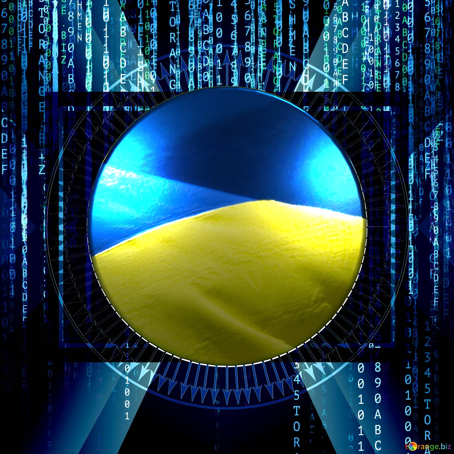 Ukrainian technology background arrows matrix template №0