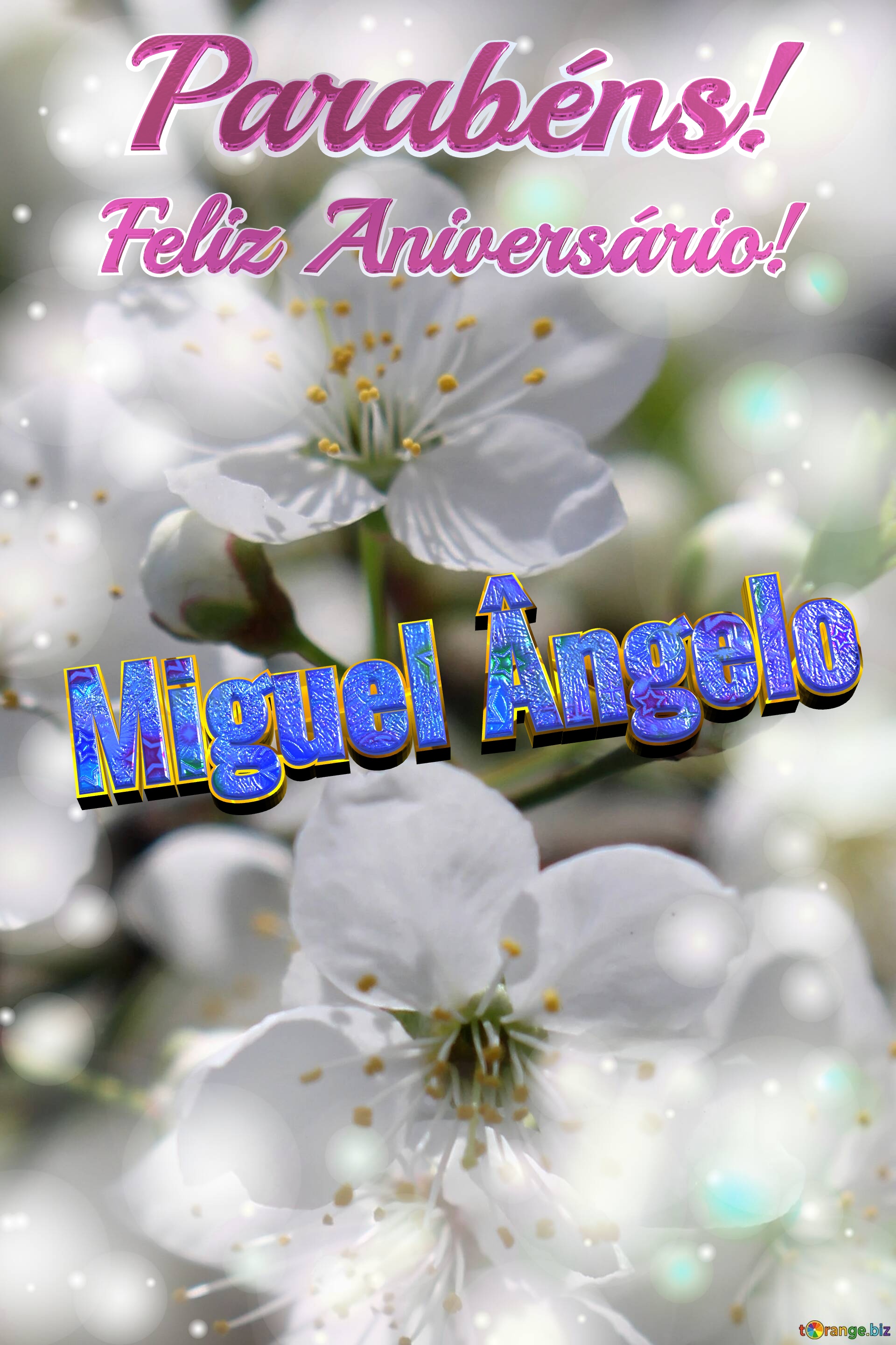 Feliz Aniversário! Parabéns! Miguel Ângelo  flores de cerejeira №0