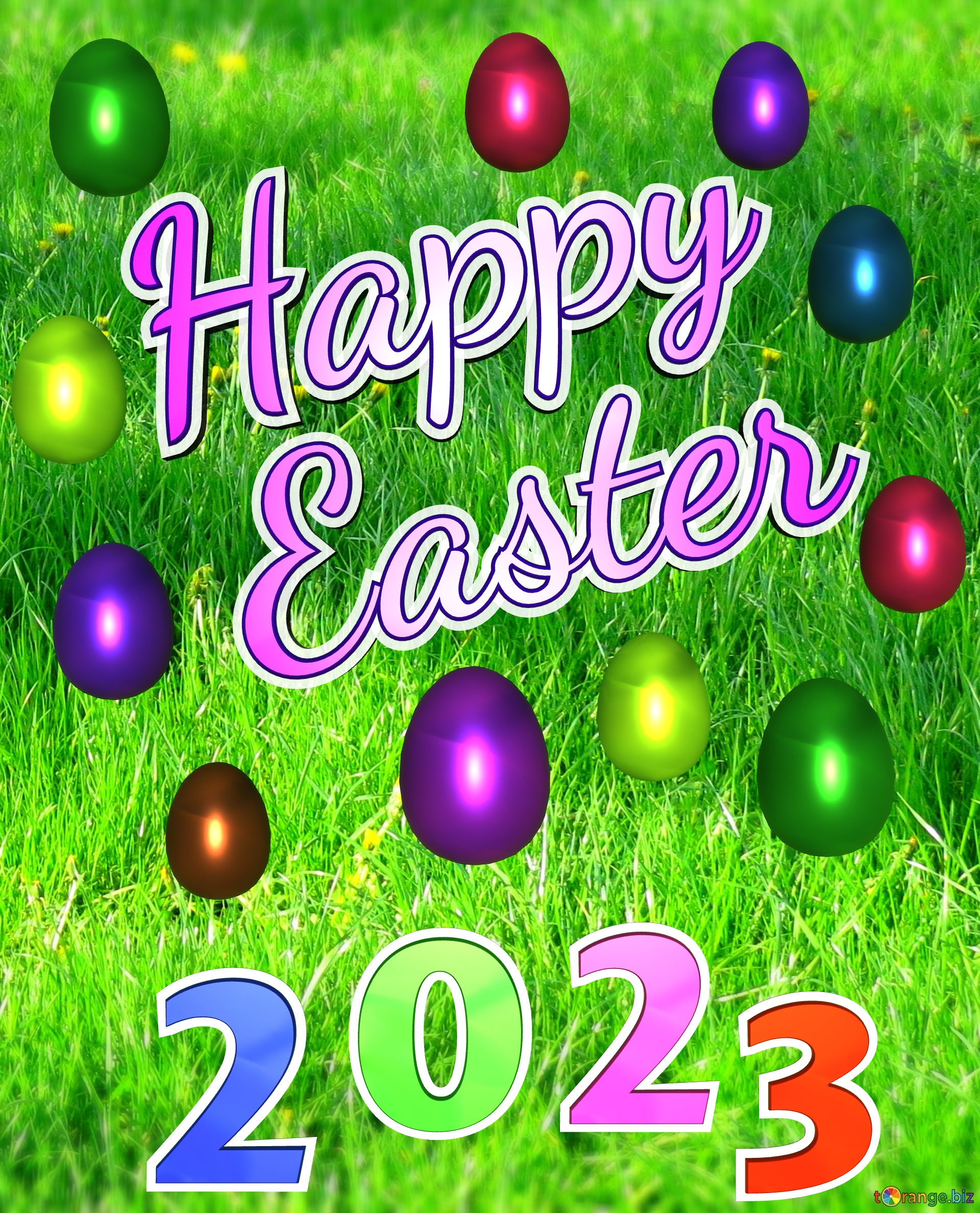 Happy Easter 2023 Animated Greeting Card Spring grass №0