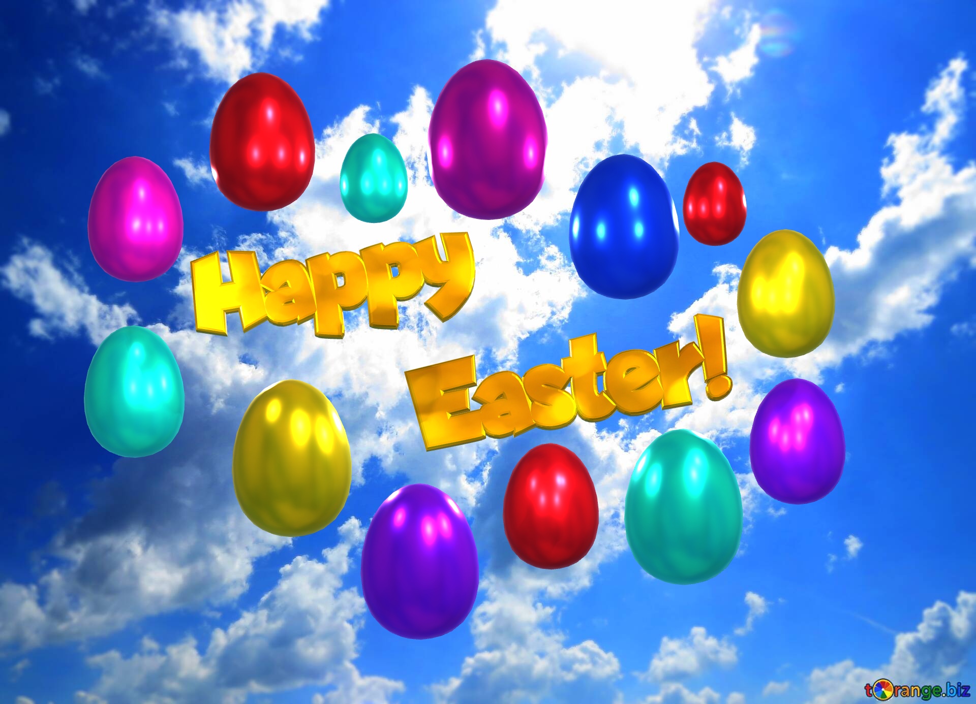Happy Easter Animated Greeting Card un ciel nuageux et ensoleillé №0