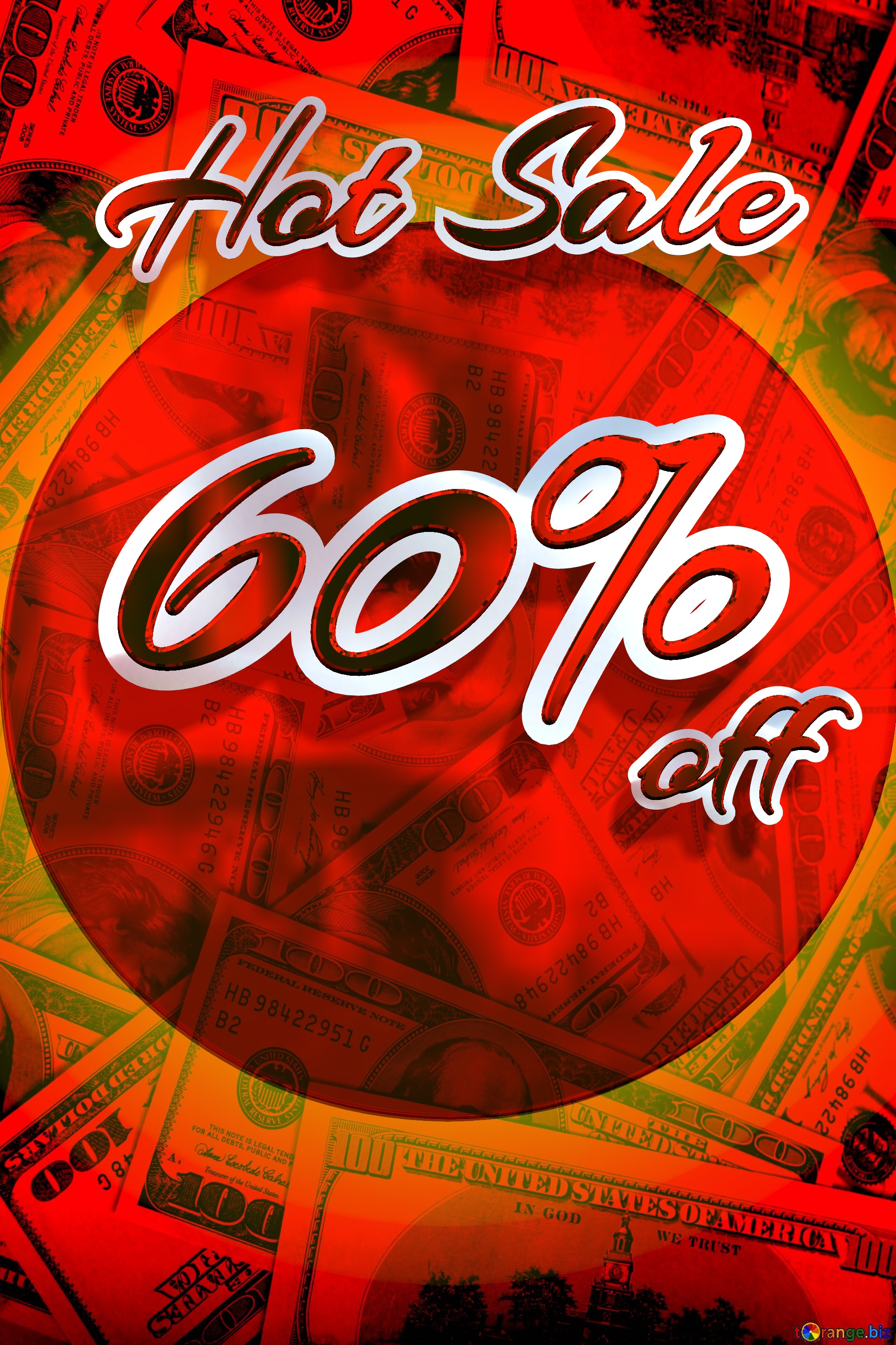 Hot Sale 60%  off   Dollars red background №0