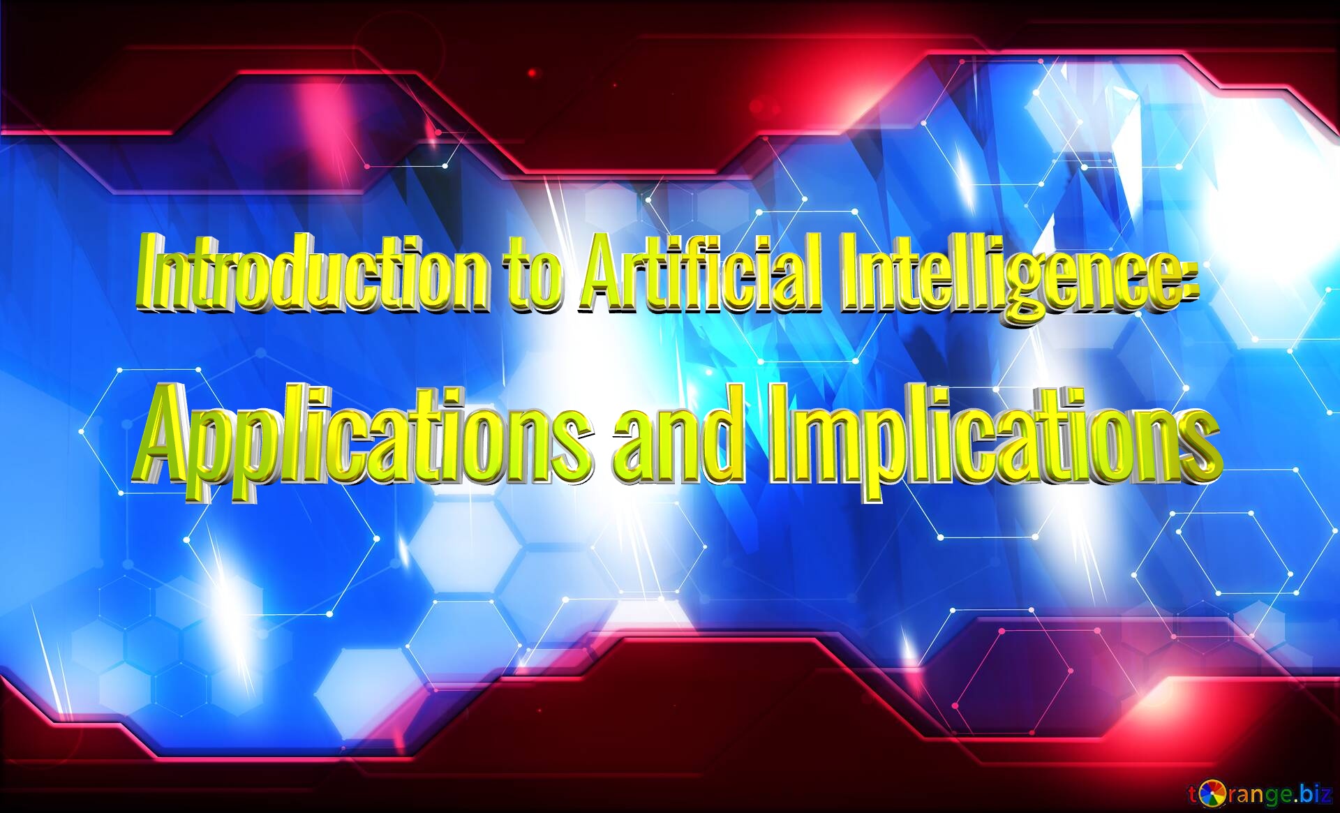 Introduction to Artificial Intelligence: Applications and Implications  Blue futuristic shape. Computer generated abstract background. Hi-tech Concept Red Technology №0