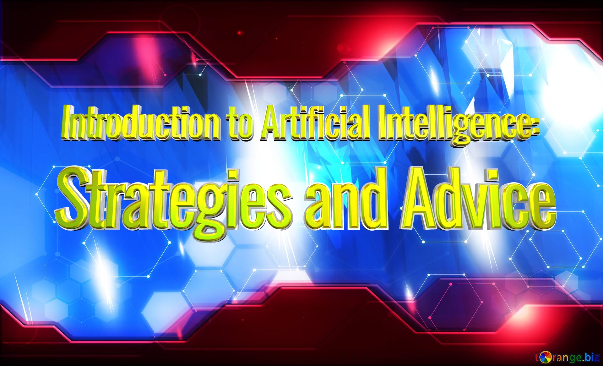 Introduction to Artificial Intelligence: Strategies and Advice  Blue futuristic shape. Computer generated abstract background. Hi-tech Concept Red Technology №0