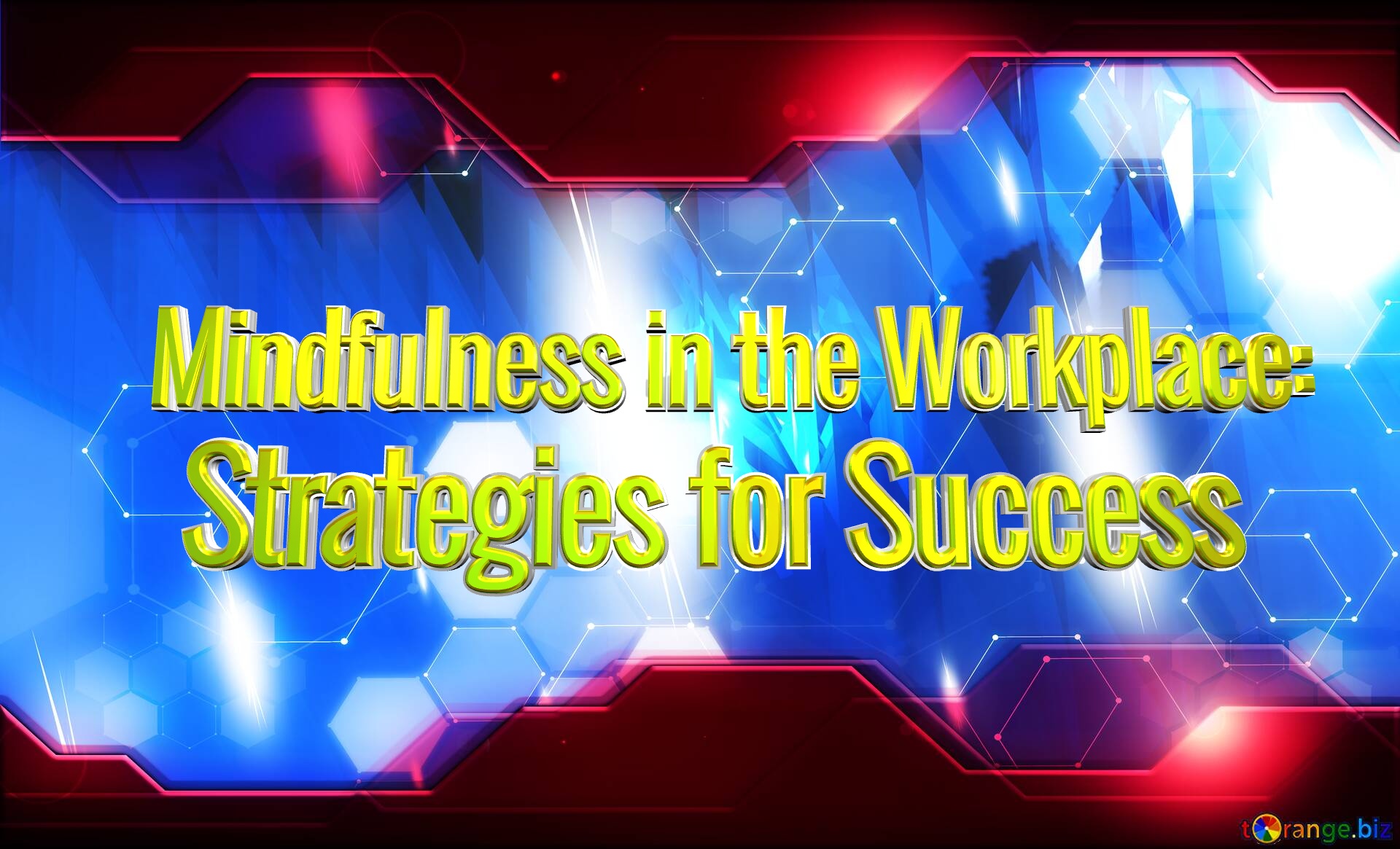 Mindfulness in the Workplace: Strategies for Success  Blue futuristic shape. Computer generated abstract background. Hi-tech Concept Red Technology №0