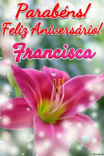 Feliz Aniversário! Parabéns! Francisca  Flor Da Felicidade