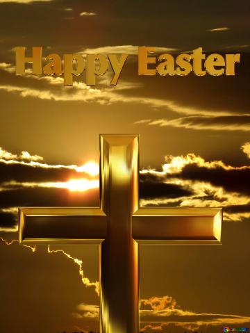 Happy Easter religious cross Sunset