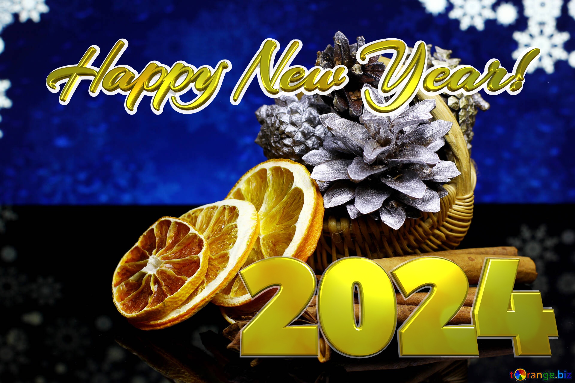 2024 New Year Christmas background with natural ornaments №48194