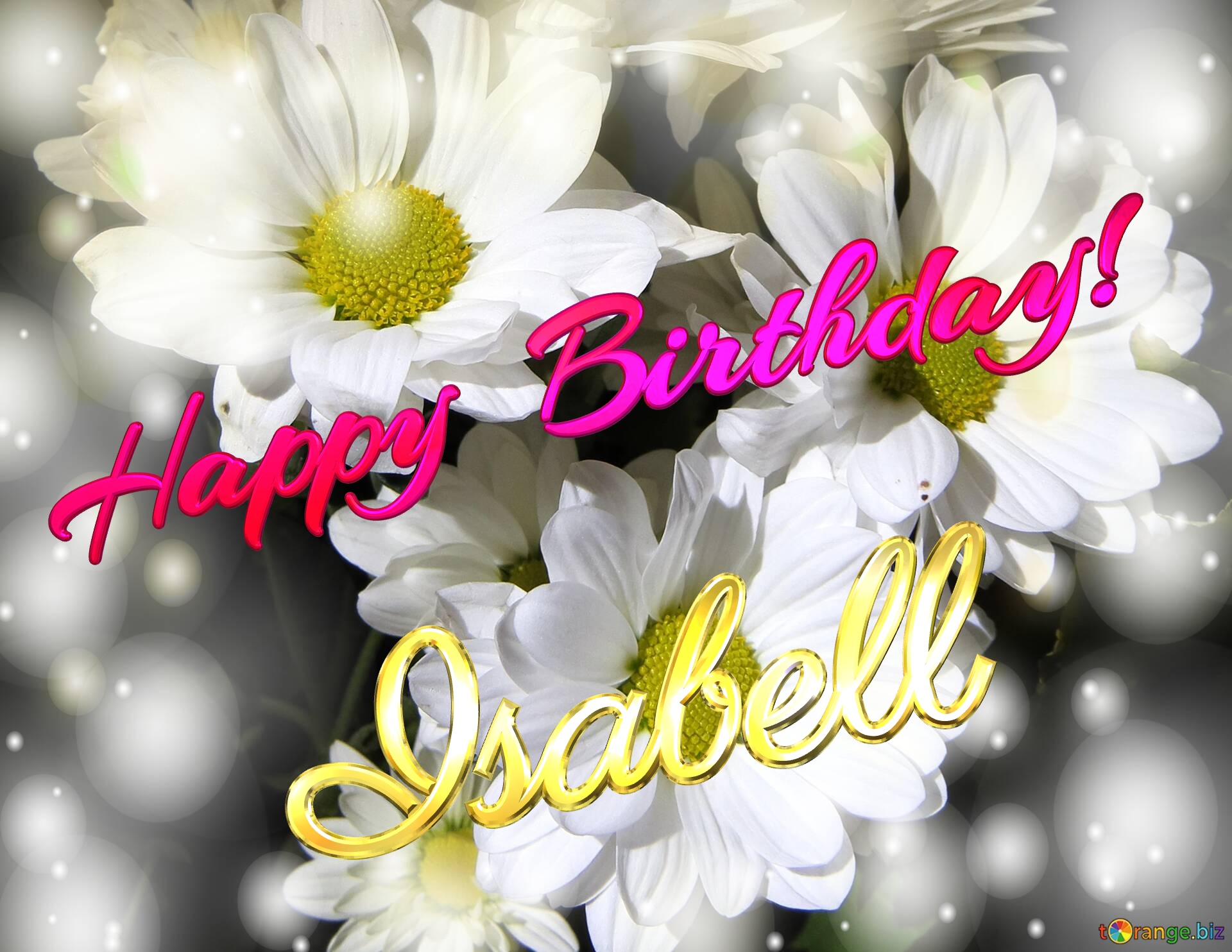 Isabell Happy Birthday! White flowers background №0