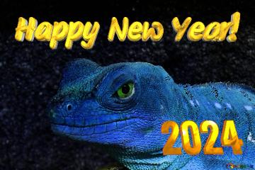 Dragon 2024 Happy New Year! Blue Lizard Head