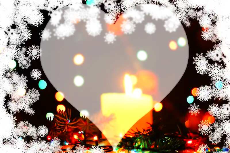 Christmas candle heart card №40724