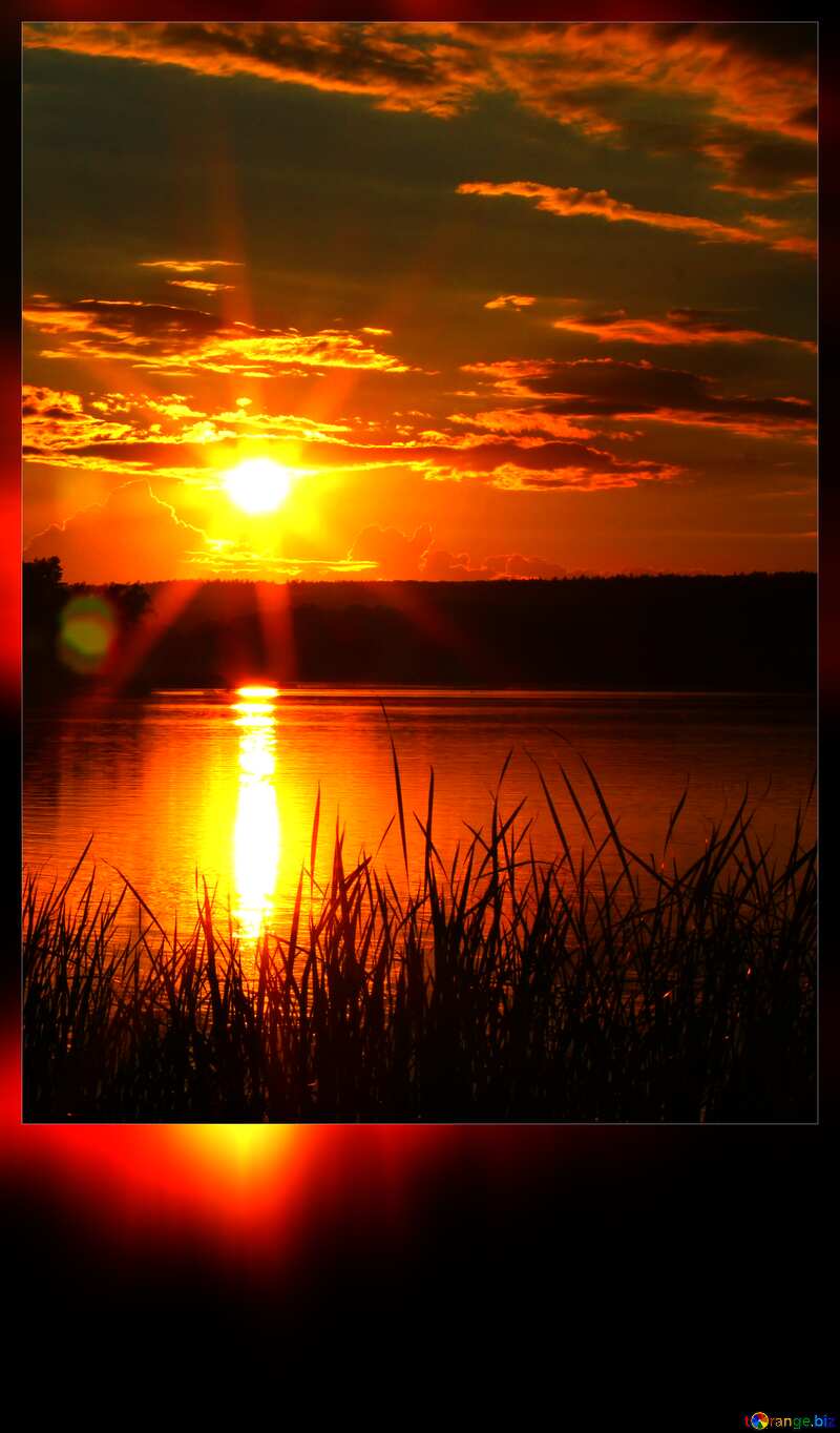 Sunset at the river blank motivation card №36488