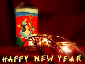 FX №115286 happy new year dark card with candles and Christmas  gifts