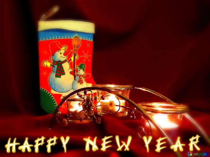 happy new year dark card with candles and Christmas  gifts №15968