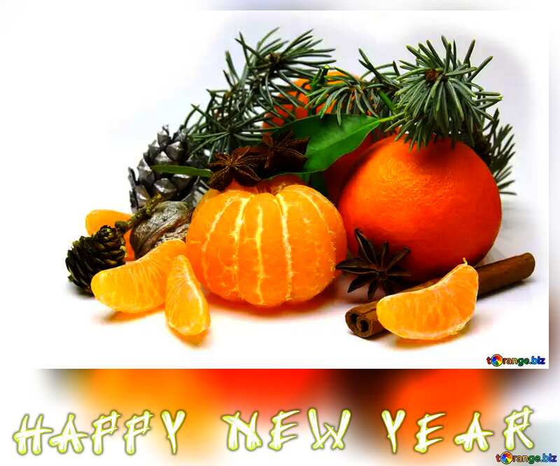 Christmas composition mandarins happy new year card №48210