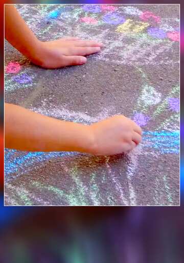 FX №128947 Children draw chalk asphalt blank card