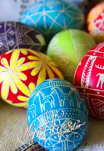 FX №13976 card  inscription happy Easter colors eggs