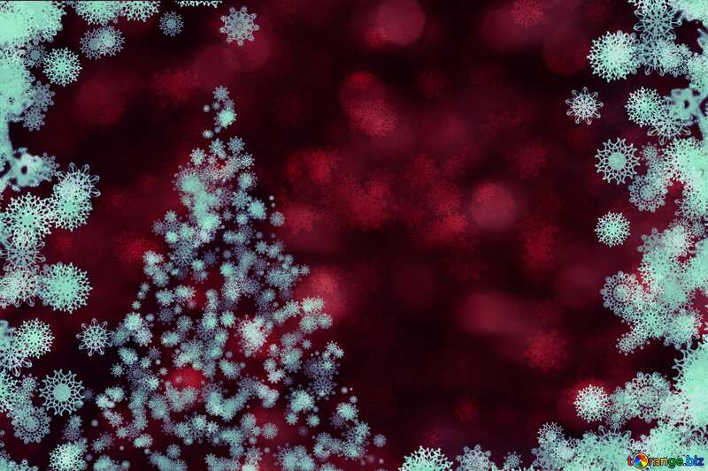 Красного цвета. Темный новогодний фон с елкой из снежинок. №40733