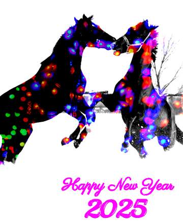 FX №136550 Horses  Colored lights background happy new year 2024