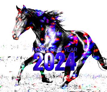 FX №137044 Horse happy new year 2024  Colored lights