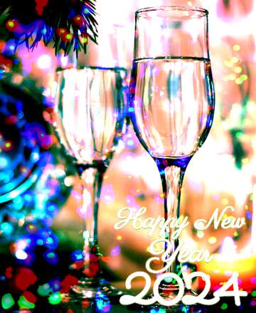 FX №138520 Happy New Year 2024  Colored lights background