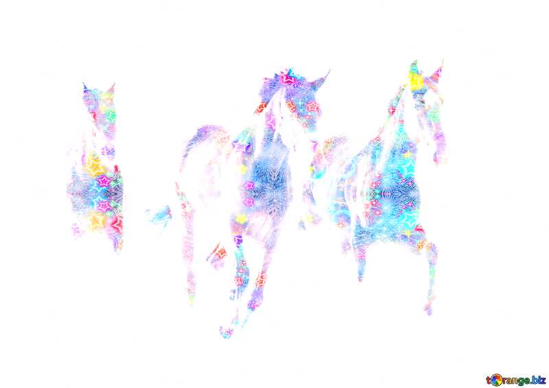 Three colorful glow horses  №3981