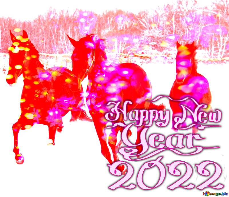 Three red horses Happy New Year №3981
