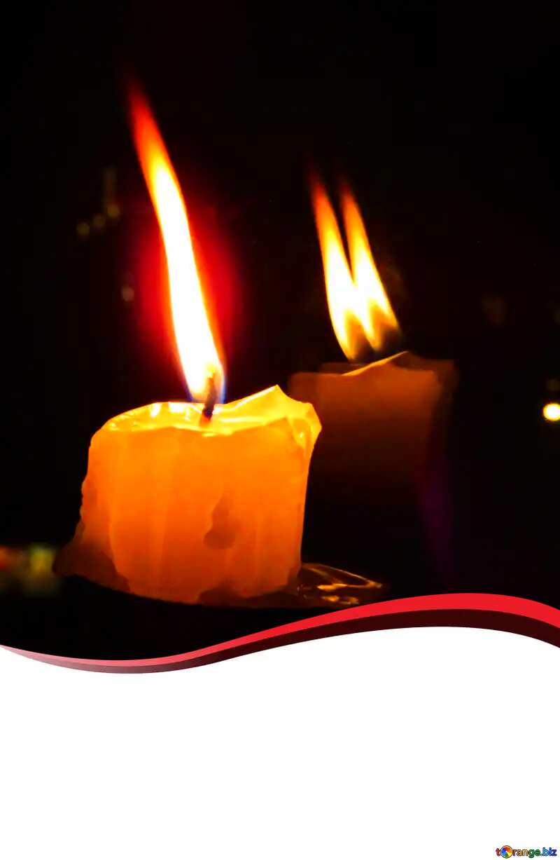 candles on glass red ribbon border №17397