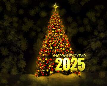 FX №141075 Christmas tree Shiny happy new year 2025 background