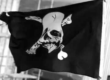 FX №141732 Piracy flag.  black and  white