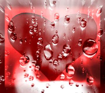 FX №143227 Raindrops love red heart background 