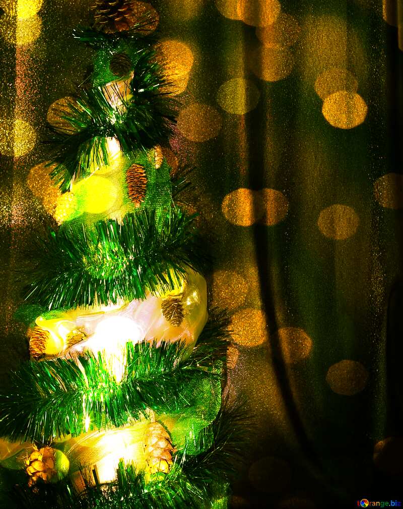 Designer Christmas tree bokeh  background №17873