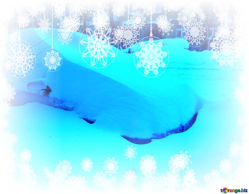 Car covered snow Christmas frame №21580