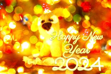FX №148375 2024 greetings Christmas card with dog happy  new year