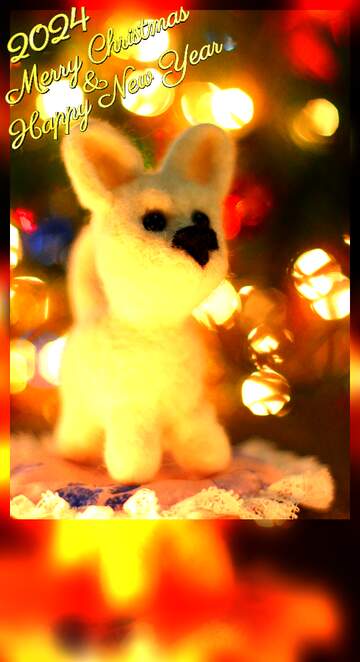 FX №148452 Happy new year 2024  husky dog. Copyspace frame greetings background.
