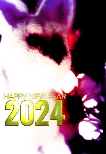 FX №148454 Happy new year 2024  white husky dog. Christmas greetings background.