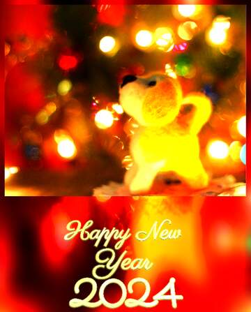 FX №148323 Happy new years 2024 puppy dog. Christmas greetings background.