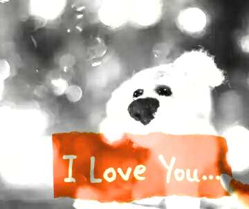 FX №148410 I love you text. toy from wool dog.