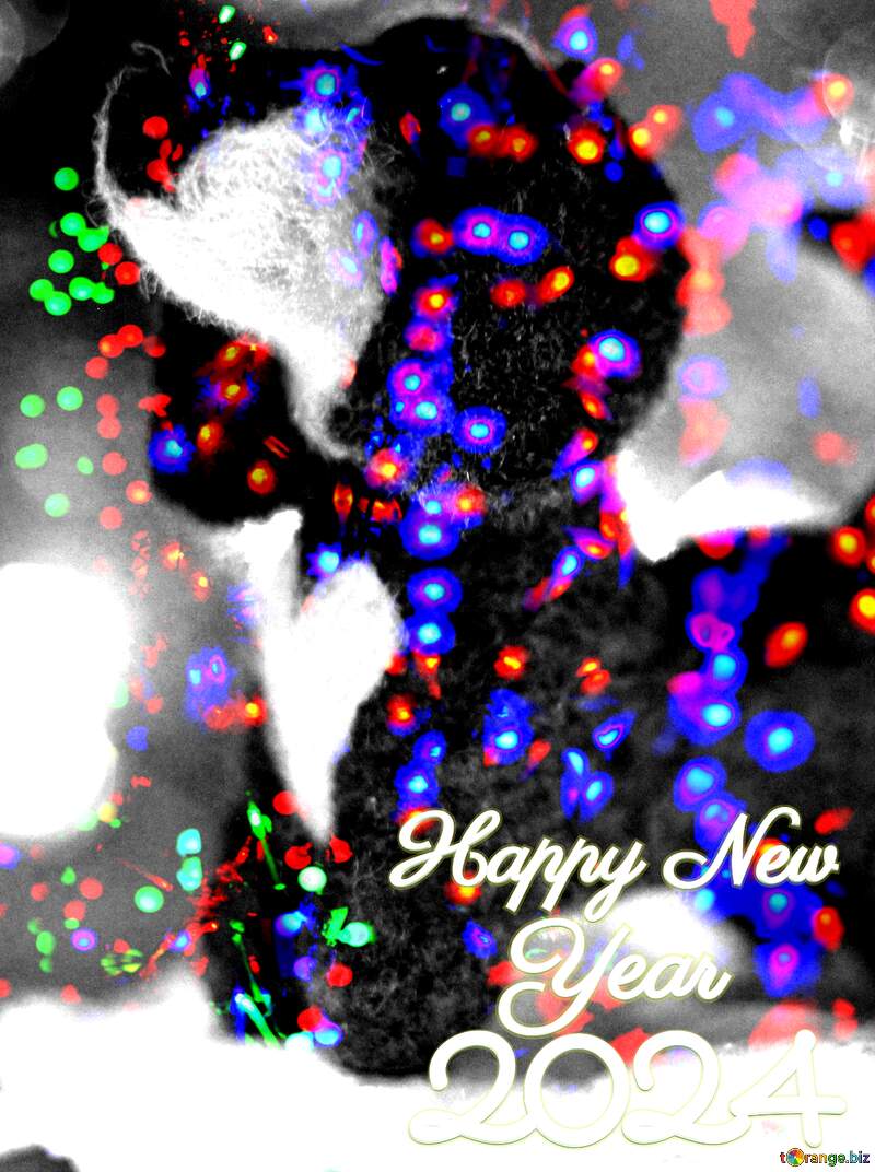 Happy new year 2024  puppy dachshund dog. Fancy handmade greetings background. №49647