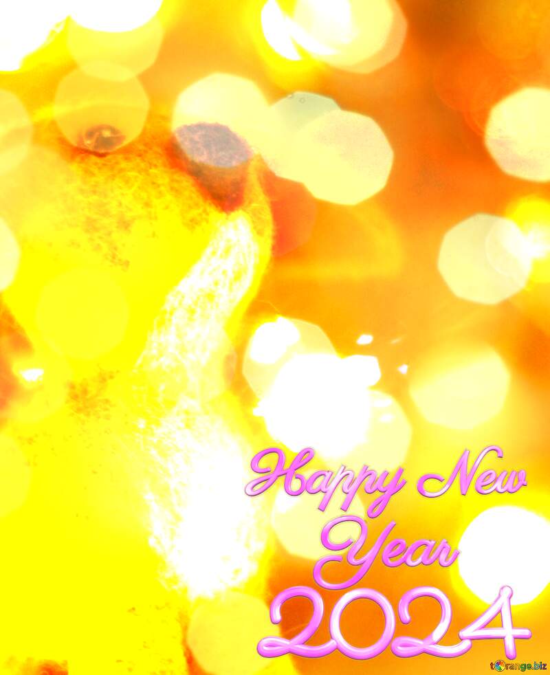 Happy new year 2024  yellow puppy dog. Fancy greetings background. №49634