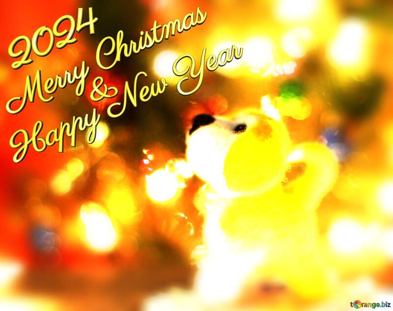 Happy new years 2024  Christmas greetings card  dog. №49613