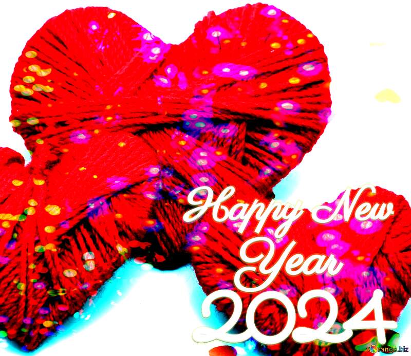 Three red hearts happy new year 2024 №16406