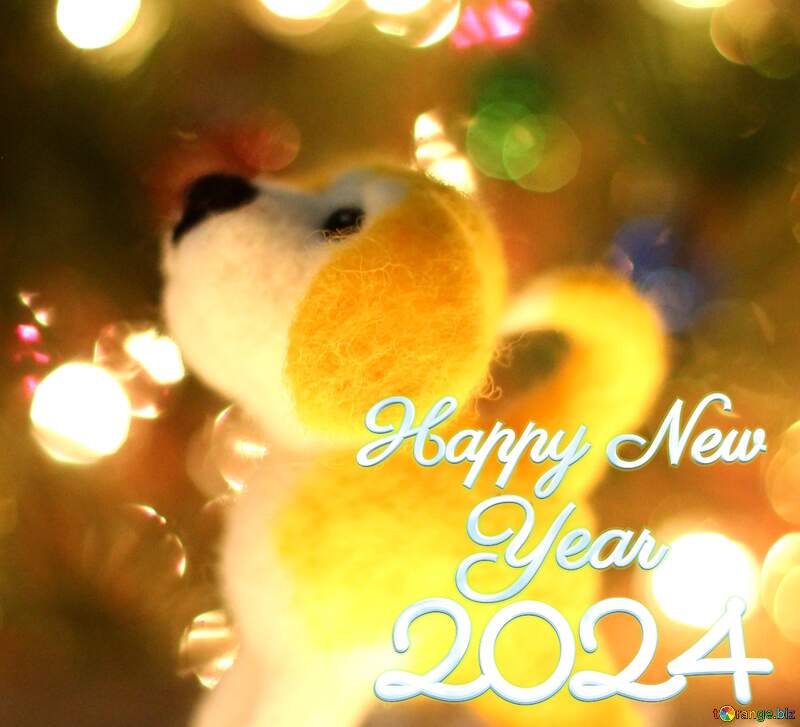 Happy new years 2024 dog. greetings background. №49613