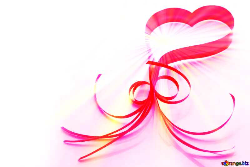 Greeting  valentines day sunlight heart red ribbon №16345