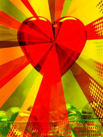 FX №153055 heart red yellow green rays